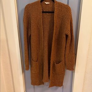 Mystree Warm Tan Open-Front Cardigan